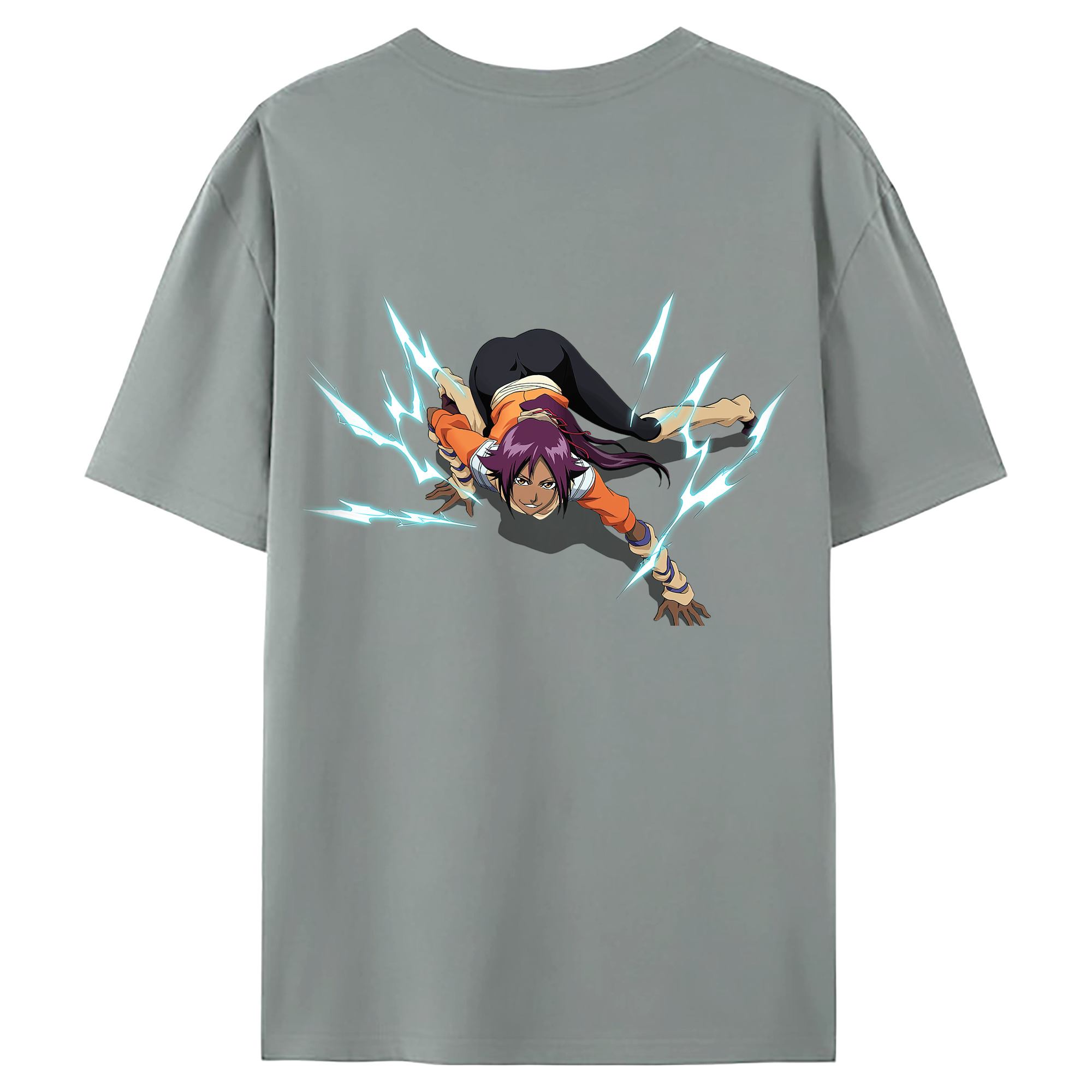 （画像用） ブリーチ 四楓院 夜一（しほういん よるいち） BLEACH Shihouin Yoruichi 綿100％ メンズ半袖Tシャツ（バックプリント） 通気性